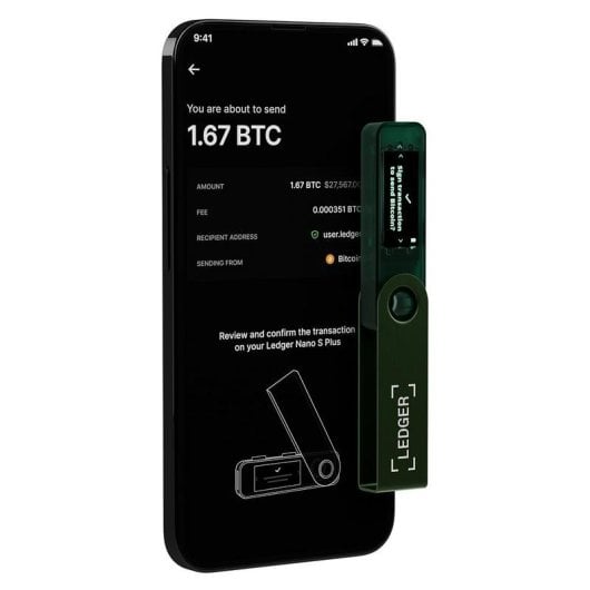 Portafoglio hardware LEDGER Nano S Plus USB Type-C Verde EAL5+ Display