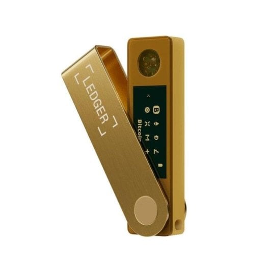 Monedero offline Ledger Nano X Oro Bluetooth USB EAL5+ Pantalla Seguridad avanzada