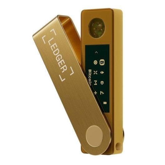 Monedero offline Ledger Nano X Oro Bluetooth USB EAL5+ Pantalla Seguridad avanzada