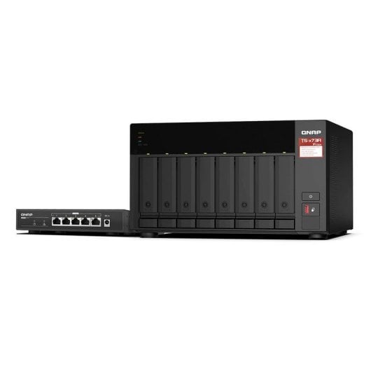 NAS Tower QNAP 8TB Ryzen Embedded V1500B DDR4 8GB 2.5GbE Switch incluso