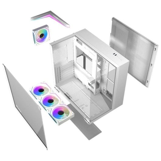 Caja Media Torre Darkflash TH285 Blanco RGB 3 Cristales Templados