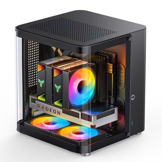 PC-Gehäuse Jonsbo TK-1 2.0 Mini Tower Schwarz ITX Micro ATX Glasfenster Gaming