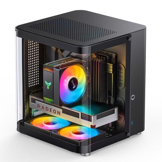 PC-Gehäuse Jonsbo TK-1 2.0 Mini Tower Schwarz ITX Micro ATX Glasfenster Gaming