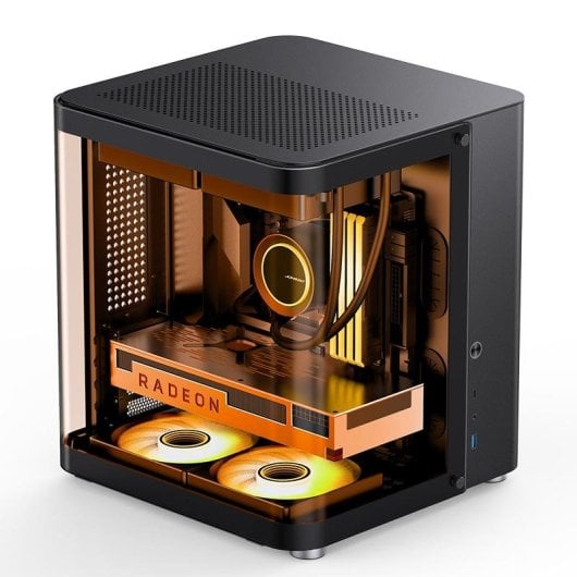 PC-Gehäuse Jonsbo TK-1 2.0 Mini Tower Schwarz ITX Micro ATX Glasfenster Gaming