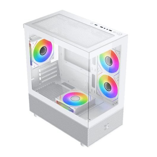 PC-Gehäuse Xigmatek Alphard M EN44533 Weiß Glas ARGB 4 Lüfter Micro-ATX