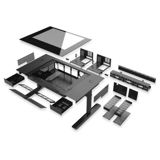 Bureau PC Lian Li DK07X Aluminium Noir Double Système Hauteur Réglable