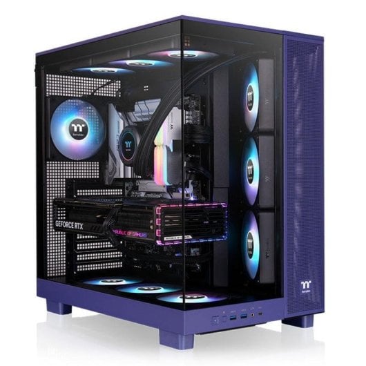 PC-Gehäuse Thermaltake CA-11E-00MNWN-00 View 380 XL TG ARGB Blau mit Glas und 4 ARGB-Lüftern