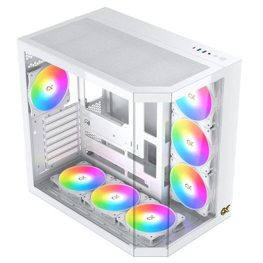 Gehäuse Xigmatek Cubi II EN45493 Weiß ARGB Glas-Seiten, 7 Lüfter ATX/Micro ATX