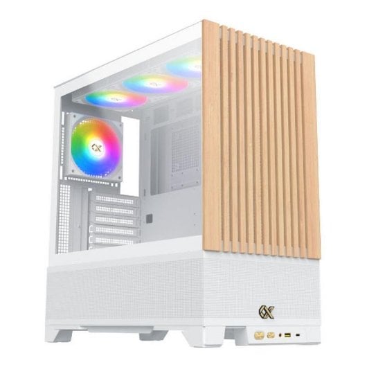 PC-Gehäuse Xigmatek Endorphin WD Weiß Mid-Tower Holzfront ARGB-Glasseitenwand