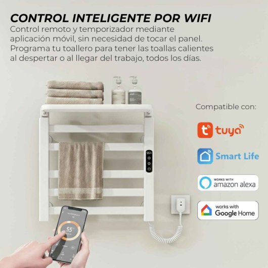 Toallero Eléctrico YOEVU 100W Estante Panel Táctil Wifi Alexa