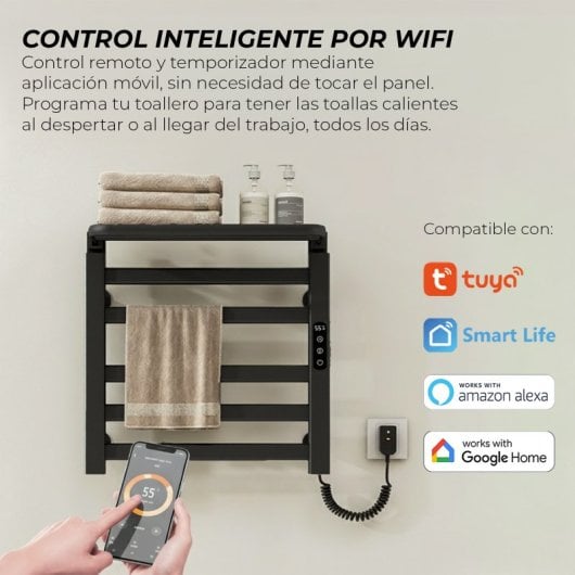Toallero Eléctrico YOEVU 100W Estante Wifi LCD Control por Voz