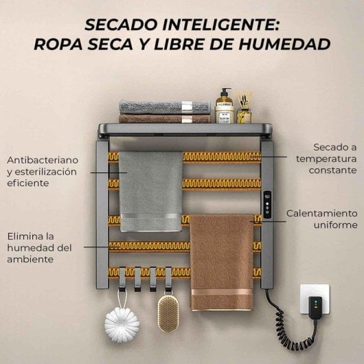 Toallero Eléctrico YOEVU 100W Estante Wifi LCD Control por Voz