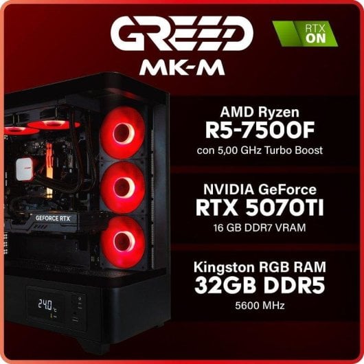 GREED MKM Power AMD Ryzen 5 7500F 32GB 1TB SSD RTX 5070 Ti Windows 11 Pro WiFi