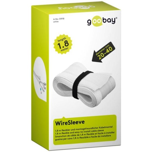 Pasacable Goobay 51918 Weiß 1,8 m Polyester 4 cm Durchmesser