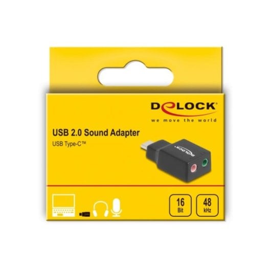 Audio-Adapter DeLock 67128 USB-C Schwarz 2x 3,5 mm Mic/Kopfhörer