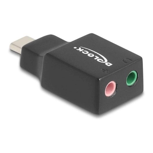 Audio-Adapter DeLock 67128 USB-C Schwarz 2x 3,5 mm Mic/Kopfhörer
