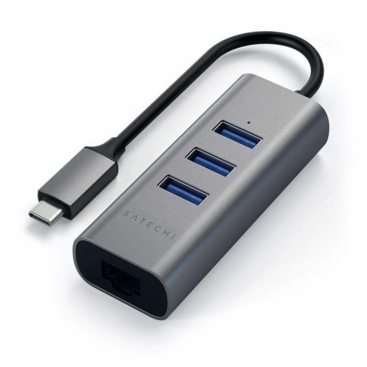 Concentrateur Satechi ST-TC2N1USB31AM USB-C 3xUSB 3.0 et Ethernet Gris