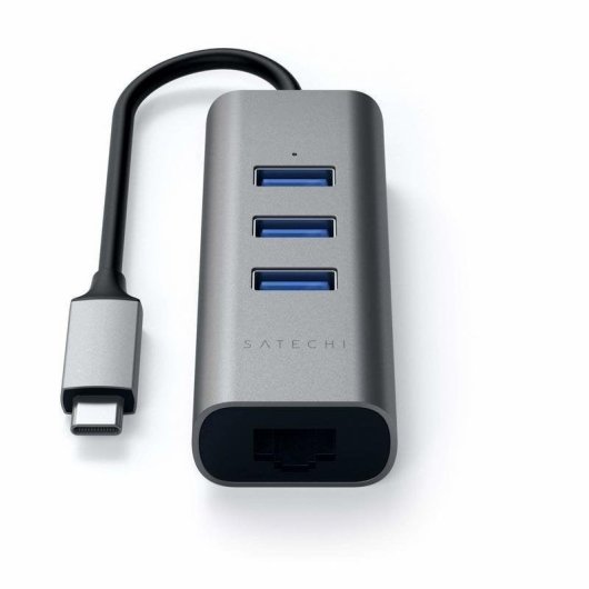 Concentrateur Satechi ST-TC2N1USB31AM USB-C 3xUSB 3.0 et Ethernet Gris