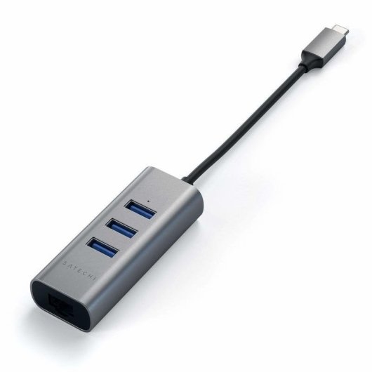 Concentrateur Satechi ST-TC2N1USB31AM USB-C 3xUSB 3.0 et Ethernet Gris