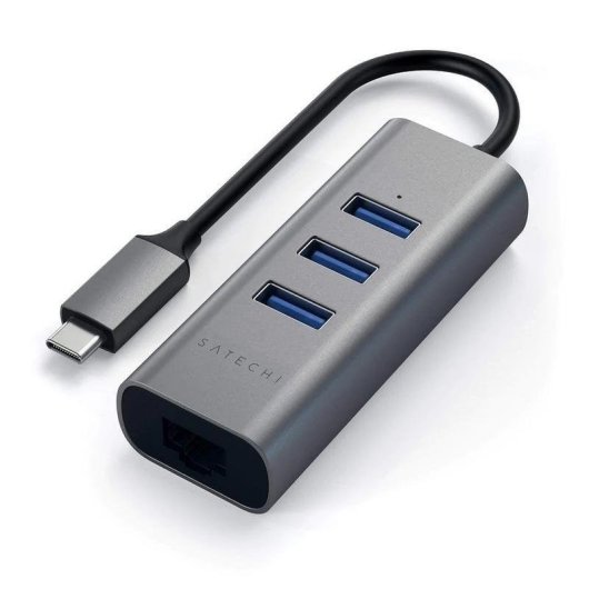 Concentrateur Satechi ST-TC2N1USB31AM USB-C 3xUSB 3.0 et Ethernet Gris