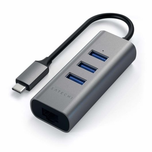 Concentrateur Satechi ST-TC2N1USB31AM USB-C 3xUSB 3.0 et Ethernet Gris