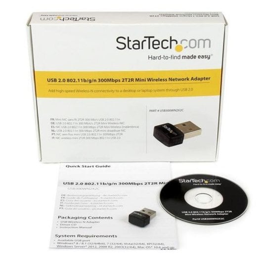 Tarjeta de Red Startech USB300WN2X2C USB 2.0 300 Mbit/s Wireless-N Kompakt