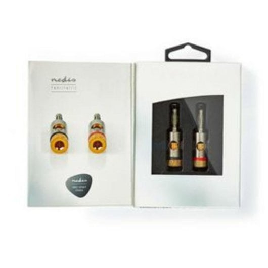 Connecteur Banana Nedis CATB26900GD Or Argent, Paquet de 2