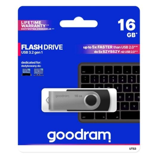 Chiavetta Goodram UTS3 16GB USB 3.2 Gen1 Nero rotazione 360°