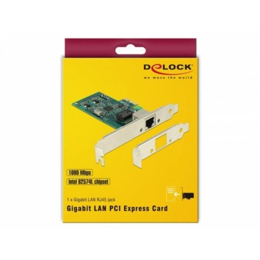 Tarjeta de Red DeLock 89943 PCI Express 1000 Mbit/s Low Profile Intel 82574L