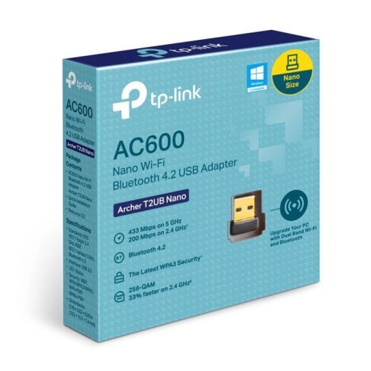 Tarjeta de Rede TP-Link Archer T2UB Nano USB 433 Mbps Dual Band Wi-Fi 5 Bluetooth 4.2