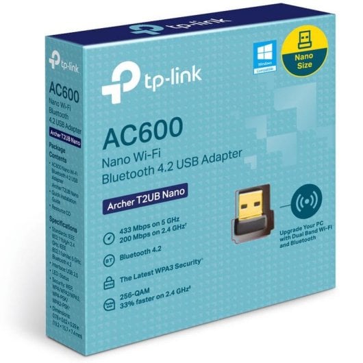 Tarjeta de Rede TP-Link Archer T2UB Nano USB 433 Mbps Dual Band Wi-Fi 5 Bluetooth 4.2