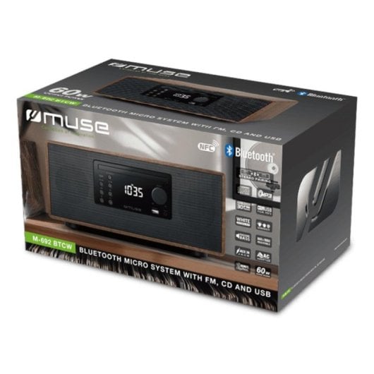 Microchaîne Muse M-692 BTCW 60W RMS Bluetooth NFC USB CD/FM Subwoofer Bois