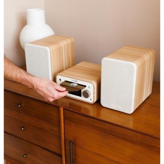 Microcadena Pure Classic Stereo Mini 40W RMS Bluetooth DAB+ CD Roble/Blanco