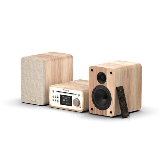 Microcadena Pure Classic Stereo Mini 40W RMS Bluetooth DAB+ CD Roble/Blanco