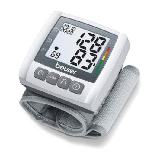 Misuratore di pressione Beurer da braccio LCD compatto display bianco/argento