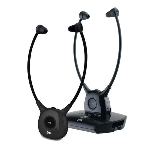 Auriculares CGV Dolphin Onyx Duo inalámbricos 2.4 GHz para TV con micrófono negro