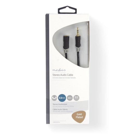 Câble audio NEDIS CABW22050AT30 3,5mm 3m Jack stéréo mâle-femelle or