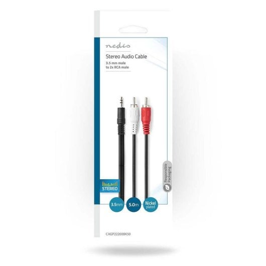 Cable de audio Nedis CAGL22200BK50 3,5 mm a 2 x RCA macho 5 m negro