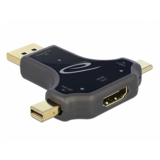 Adattatore Delock 64060 3-in-1 USB-C/DP/miniDP a HDMI 4K 60Hz Nero