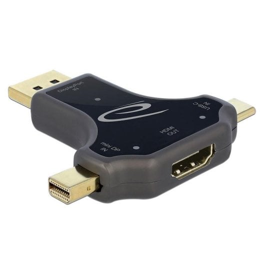 Adattatore Delock 64060 3-in-1 USB-C/DP/miniDP a HDMI 4K 60Hz Nero