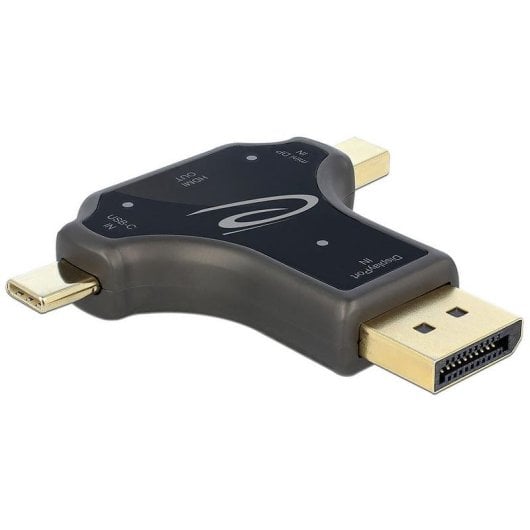 Adattatore Delock 64060 3-in-1 USB-C/DP/miniDP a HDMI 4K 60Hz Nero