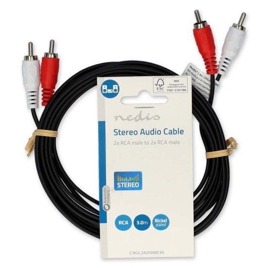 Cable de audio Nedis CAGL24200BK30 2x RCA macho 3 m negro alta calidad