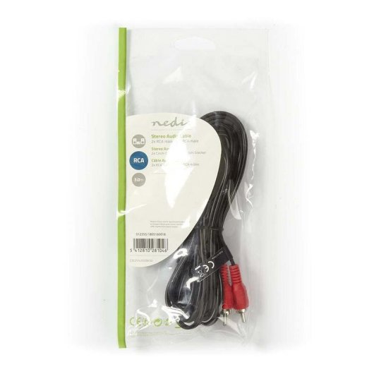 Cable de audio Nedis CAGL24200BK30 2x RCA macho 3 m negro alta calidad