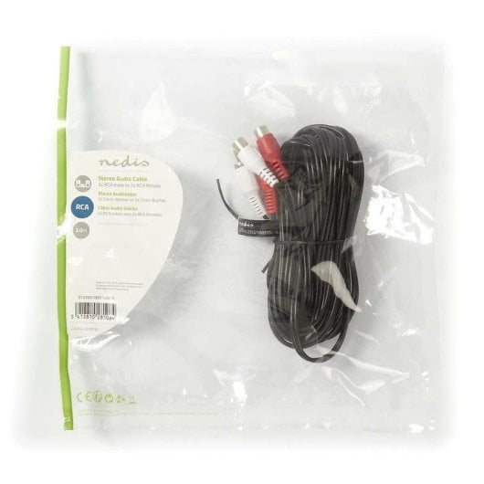 Câble audio Nedis CAGP24205BK50 2x RCA 5 m noir extension stéréo