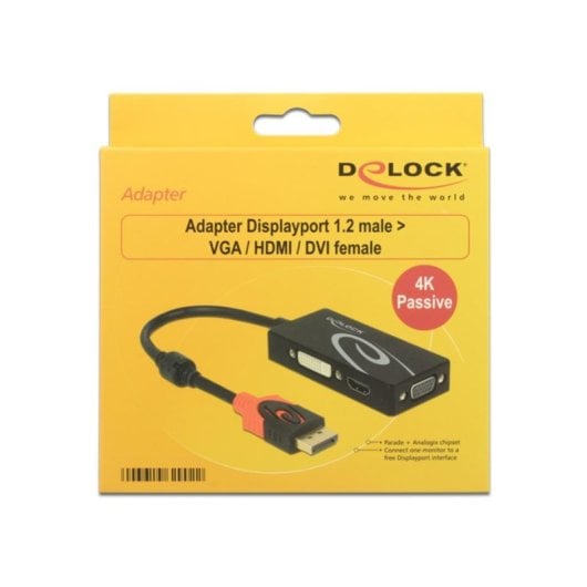 Adattatore DisplayPort DeLock 62902 4K HDMI VGA DVI 0,2 m Nero