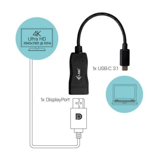 Video-Adapter i-tec C31DP60HZP USB-C auf DisplayPort 4K 60 Hz 0,15 m