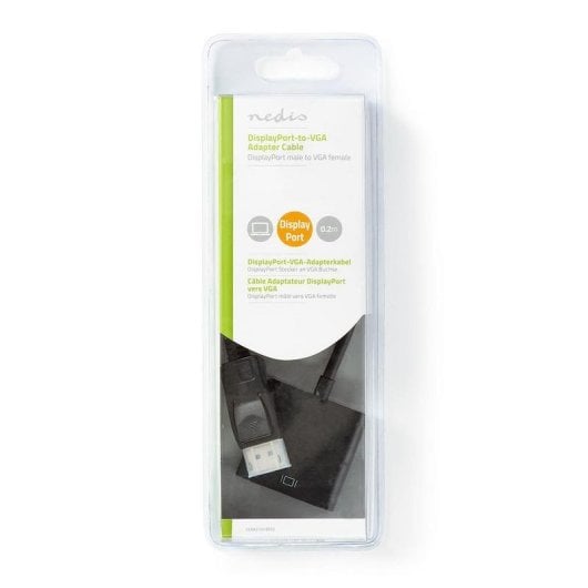 Cable DisplayPort Nedis CCGB37351BK02 0,2 m Convertidor a VGA Macho/Macho Negro