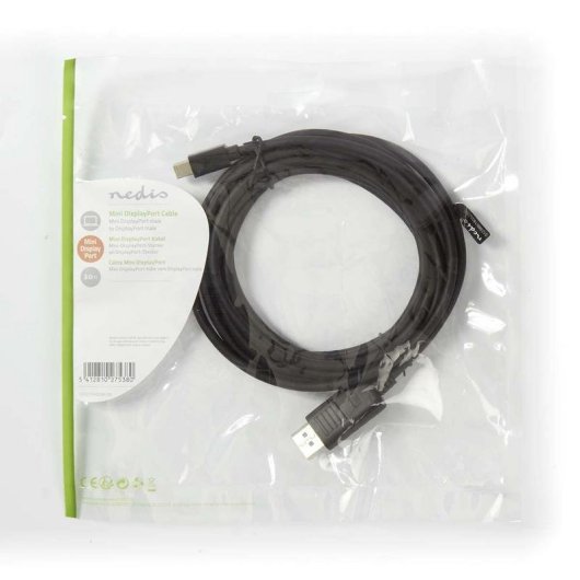 Câble DisplayPort NEDIS CCGP37400BK30 3 m Mini DisplayPort Noir 4K