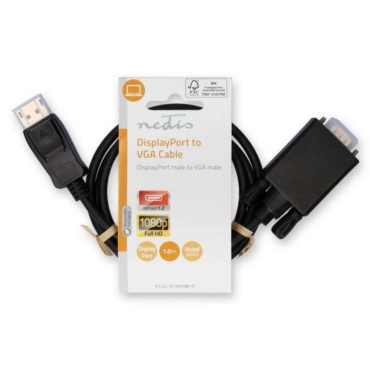 Adaptateur de câble vidéo Nedis CCGL37301BK10 DisplayPort mâle vers VGA mâle 1 m