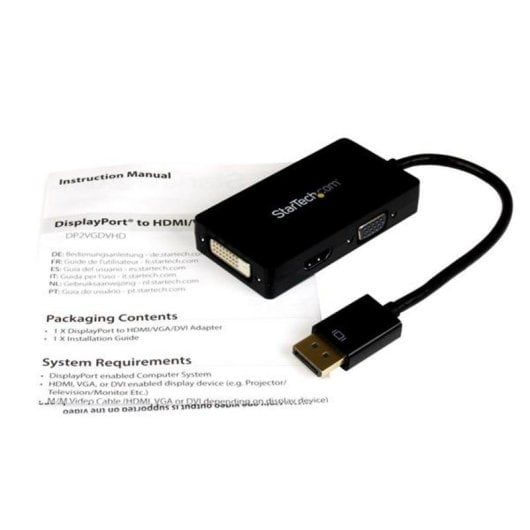 Adaptateur vidéo StarTech.com DP2VGDVHD DisplayPort vers HDMI VGA DVI 0,15 m Noir